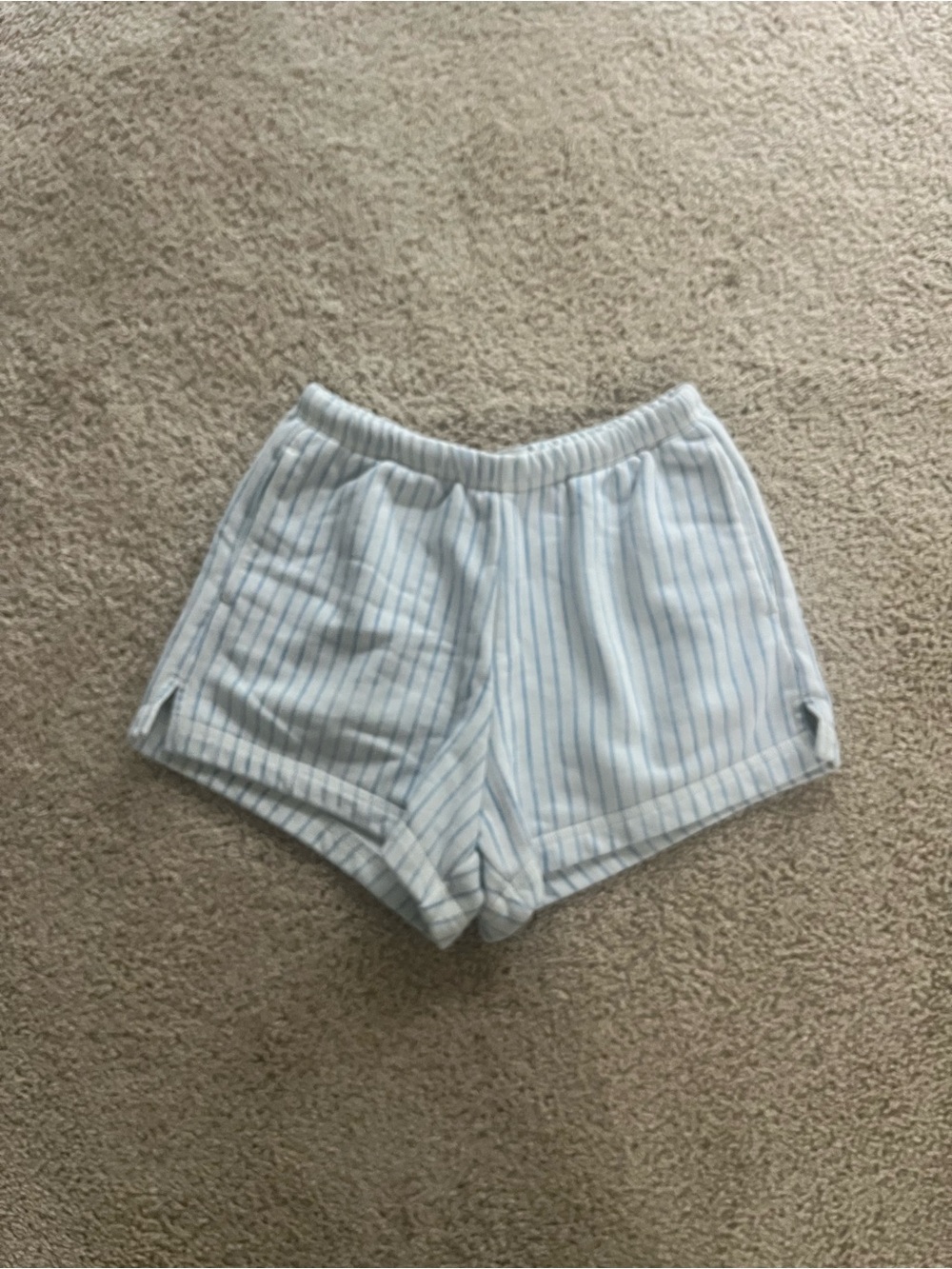 Light Blue and White Striped Women's sweat Shorts